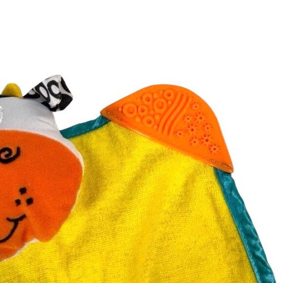 Infantino Cow Lovey Teether Security Blanket Yellow Black White Dots Terry Cloth - Picture 5 of 9